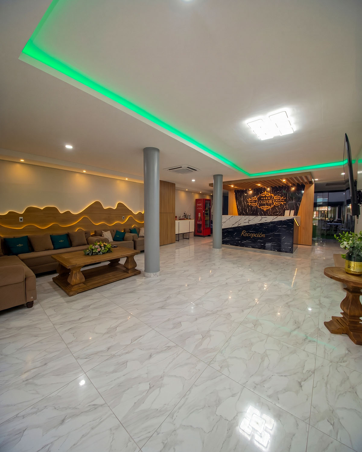 Lobby of Los Olivos Hotel in San Estanislao